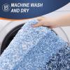 image:imageOLANLY Bathroom Rugs Sets 4 Piece Soft Microfiber Absorbent Bath Mat UShaped Contour Toilet Mat and Toilet Lid Cover Quick Dry Machine Washable Toilet Cover and Rug Set for Bathroom GreyNavy