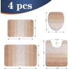 image:imageOLANLY Bathroom Rugs Sets 4 Piece Soft Microfiber Absorbent Bath Mat UShaped Contour Toilet Mat and Toilet Lid Cover Quick Dry Machine Washable Toilet Cover and Rug Set for Bathroom GreyBeige