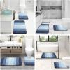 image:imageOLANLY Bathroom Rugs Sets 4 Piece Soft Microfiber Absorbent Bath Mat UShaped Contour Toilet Mat and Toilet Lid Cover Quick Dry Machine Washable Toilet Cover and Rug Set for Bathroom GreyNavy
