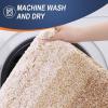 image:imageOLANLY Bathroom Rugs Sets 4 Piece Soft Microfiber Absorbent Bath Mat UShaped Contour Toilet Mat and Toilet Lid Cover Quick Dry Machine Washable Toilet Cover and Rug Set for Bathroom GreyBeige