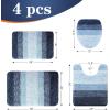 image:imageOLANLY Bathroom Rugs Sets 4 Piece Soft Microfiber Absorbent Bath Mat UShaped Contour Toilet Mat and Toilet Lid Cover Quick Dry Machine Washable Toilet Cover and Rug Set for Bathroom GreyNavy