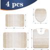 image:imageOLANLY Bathroom Rugs Sets 4 Piece Soft Microfiber Absorbent Bath Mat UShaped Contour Toilet Mat and Toilet Lid Cover Quick Dry Machine Washable Toilet Cover and Rug Set for Bathroom GreyLight Beige