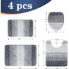 image:imageOLANLY Bathroom Rugs Sets 4 Piece Soft Microfiber Absorbent Bath Mat UShaped Contour Toilet Mat and Toilet Lid Cover Quick Dry Machine Washable Toilet Cover and Rug Set for Bathroom GreyGrey