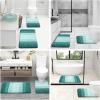 image:imageOLANLY Bathroom Rugs Sets 4 Piece Soft Microfiber Absorbent Bath Mat UShaped Contour Toilet Mat and Toilet Lid Cover Quick Dry Machine Washable Toilet Cover and Rug Set for Bathroom GreyBlackish Green