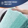 image:imageOLANLY Bathroom Rugs Sets 4 Piece Soft Microfiber Absorbent Bath Mat UShaped Contour Toilet Mat and Toilet Lid Cover Quick Dry Machine Washable Toilet Cover and Rug Set for Bathroom GreyBlackish Green