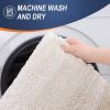 image:imageOLANLY Bathroom Rugs Sets 4 Piece Soft Microfiber Absorbent Bath Mat UShaped Contour Toilet Mat and Toilet Lid Cover Quick Dry Machine Washable Toilet Cover and Rug Set for Bathroom GreyLight Beige