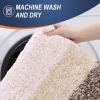 image:imageOLANLY Bathroom Rugs Sets 4 Piece Soft Microfiber Absorbent Bath Mat UShaped Contour Toilet Mat and Toilet Lid Cover Quick Dry Machine Washable Toilet Cover and Rug Set for Bathroom GreyBrown