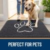 image:imageOLANLY Dog Door Mat for Muddy Paws 35x24 Paw Print Design Absorbs Moisture and Dirt Absorbent NonSlip Washable Doormat Quick Dry Chenille Mud Mat for Dogs Entry Indoor Entryway Carpet Dark Grey