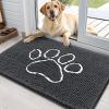 image:imageOLANLY Dog Door Mat for Muddy Paws 35x24 Paw Print Design Absorbs Moisture and Dirt Absorbent NonSlip Washable Doormat Quick Dry Chenille Mud Mat for Dogs Entry Indoor Entryway Carpet Dark Grey