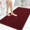image:imageOLANLY Bathroom Rug Mat 30x20 Thick Soft and Absorbent Chenille Bath Mat NonSlip Rubber Backing Machine Washable Quick Dry Bath Rugs for Tub Shower Floor Home Decor Accessories GreyBurgundy