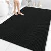 image:imageOLANLY Bathroom Rug Mat 30x20 Thick Soft and Absorbent Chenille Bath Mat NonSlip Rubber Backing Machine Washable Quick Dry Bath Rugs for Tub Shower Floor Home Decor Accessories GreyBlack