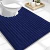 image:imageOLANLY Bathroom Rug Mat 30x20 Thick Soft and Absorbent Chenille Bath Mat NonSlip Rubber Backing Machine Washable Quick Dry Bath Rugs for Tub Shower Floor Home Decor Accessories GreyNavy Blue