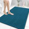 image:imageOLANLY Bathroom Rug Mat 30x20 Thick Soft and Absorbent Chenille Bath Mat NonSlip Rubber Backing Machine Washable Quick Dry Bath Rugs for Tub Shower Floor Home Decor Accessories GreyPeacock Blue