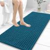 image:imageOLANLY Bathroom Rug Mat 30x20 Thick Soft and Absorbent Chenille Bath Mat NonSlip Rubber Backing Machine Washable Quick Dry Bath Rugs for Tub Shower Floor Home Decor Accessories GreyPeacock Blue