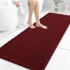 image:imageOLANLY Bathroom Rug Mat 30x20 Thick Soft and Absorbent Chenille Bath Mat NonSlip Rubber Backing Machine Washable Quick Dry Bath Rugs for Tub Shower Floor Home Decor Accessories GreyBurgundy