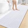 image:imageOLANLY Bathroom Rug Mat 30x20 Thick Soft and Absorbent Chenille Bath Mat NonSlip Rubber Backing Machine Washable Quick Dry Bath Rugs for Tub Shower Floor Home Decor Accessories GreyWhite