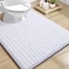 image:imageOLANLY Bathroom Rug Mat 30x20 Thick Soft and Absorbent Chenille Bath Mat NonSlip Rubber Backing Machine Washable Quick Dry Bath Rugs for Tub Shower Floor Home Decor Accessories GreyWhite