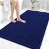 image:imageOLANLY Bathroom Rug Mat 30x20 Thick Soft and Absorbent Chenille Bath Mat NonSlip Rubber Backing Machine Washable Quick Dry Bath Rugs for Tub Shower Floor Home Decor Accessories GreyNavy Blue