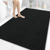 image:imageOLANLY Bathroom Rug Mat 30x20 Thick Soft and Absorbent Chenille Bath Mat NonSlip Rubber Backing Machine Washable Quick Dry Bath Rugs for Tub Shower Floor Home Decor Accessories GreyBlack