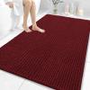 image:imageOLANLY Bathroom Rug Mat 30x20 Thick Soft and Absorbent Chenille Bath Mat NonSlip Rubber Backing Machine Washable Quick Dry Bath Rugs for Tub Shower Floor Home Decor Accessories GreyBurgundy