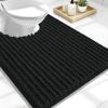 image:imageOLANLY Bathroom Rug Mat 30x20 Thick Soft and Absorbent Chenille Bath Mat NonSlip Rubber Backing Machine Washable Quick Dry Bath Rugs for Tub Shower Floor Home Decor Accessories GreyBlack