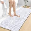 image:imageOLANLY Bathroom Rug Mat 30x20 Thick Soft and Absorbent Chenille Bath Mat NonSlip Rubber Backing Machine Washable Quick Dry Bath Rugs for Tub Shower Floor Home Decor Accessories GreyWhite