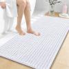 image:imageOLANLY Bathroom Rug Mat 30x20 Thick Soft and Absorbent Chenille Bath Mat NonSlip Rubber Backing Machine Washable Quick Dry Bath Rugs for Tub Shower Floor Home Decor Accessories GreyWhite