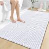 image:imageOLANLY Bathroom Rug Mat 30x20 Thick Soft and Absorbent Chenille Bath Mat NonSlip Rubber Backing Machine Washable Quick Dry Bath Rugs for Tub Shower Floor Home Decor Accessories GreyWhite