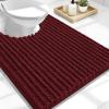image:imageOLANLY Bathroom Rug Mat 30x20 Thick Soft and Absorbent Chenille Bath Mat NonSlip Rubber Backing Machine Washable Quick Dry Bath Rugs for Tub Shower Floor Home Decor Accessories GreyBurgundy