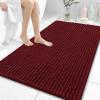 image:imageOLANLY Bathroom Rug Mat 30x20 Thick Soft and Absorbent Chenille Bath Mat NonSlip Rubber Backing Machine Washable Quick Dry Bath Rugs for Tub Shower Floor Home Decor Accessories GreyBurgundy