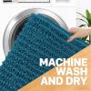 image:imageOLANLY Bathroom Rug Mat 30x20 Thick Soft and Absorbent Chenille Bath Mat NonSlip Rubber Backing Machine Washable Quick Dry Bath Rugs for Tub Shower Floor Home Decor Accessories GreyPeacock Blue