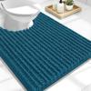 image:imageOLANLY Bathroom Rug Mat 30x20 Thick Soft and Absorbent Chenille Bath Mat NonSlip Rubber Backing Machine Washable Quick Dry Bath Rugs for Tub Shower Floor Home Decor Accessories GreyPeacock Blue