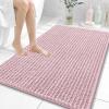 image:imageOLANLY Bathroom Rug Mat 30x20 Thick Soft and Absorbent Chenille Bath Mat NonSlip Rubber Backing Machine Washable Quick Dry Bath Rugs for Tub Shower Floor Home Decor Accessories GreyDusty Rose
