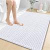 image:imageOLANLY Bathroom Rug Mat 30x20 Thick Soft and Absorbent Chenille Bath Mat NonSlip Rubber Backing Machine Washable Quick Dry Bath Rugs for Tub Shower Floor Home Decor Accessories GreyWhite