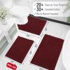 image:imageOLANLY Bathroom Rug Mat 30x20 Thick Soft and Absorbent Chenille Bath Mat NonSlip Rubber Backing Machine Washable Quick Dry Bath Rugs for Tub Shower Floor Home Decor Accessories GreyBurgundy