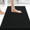 image:imageOLANLY Bathroom Rug Mat 30x20 Thick Soft and Absorbent Chenille Bath Mat NonSlip Rubber Backing Machine Washable Quick Dry Bath Rugs for Tub Shower Floor Home Decor Accessories GreyBlack