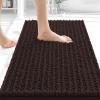 image:imageOLANLY Bathroom Rug Mat 30x20 Thick Soft and Absorbent Chenille Bath Mat NonSlip Rubber Backing Machine Washable Quick Dry Bath Rugs for Tub Shower Floor Home Decor Accessories GreyBrown