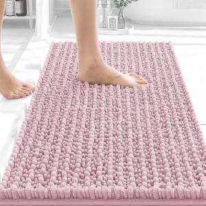 image:imageOLANLY Bathroom Rug Mat 30x20 Thick Soft and Absorbent Chenille Bath Mat NonSlip Rubber Backing Machine Washable Quick Dry Bath Rugs for Tub Shower Floor Home Decor Accessories GreyDusty Rose