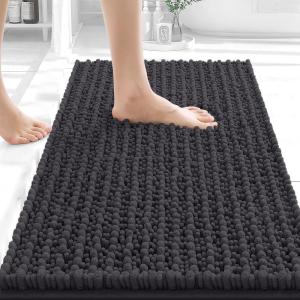 image:imageOLANLY Bathroom Rug Mat 30x20 Thick Soft and Absorbent Chenille Bath Mat NonSlip Rubber Backing Machine Washable Quick Dry Bath Rugs for Tub Shower Floor Home Decor Accessories GreyDark Grey