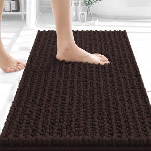 image:imageOLANLY Bathroom Rug Mat 30x20 Thick Soft and Absorbent Chenille Bath Mat NonSlip Rubber Backing Machine Washable Quick Dry Bath Rugs for Tub Shower Floor Home Decor Accessories GreyBrown