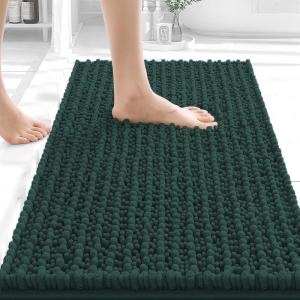 image:imageOLANLY Bathroom Rug Mat 30x20 Thick Soft and Absorbent Chenille Bath Mat NonSlip Rubber Backing Machine Washable Quick Dry Bath Rugs for Tub Shower Floor Home Decor Accessories GreyBlackish Green